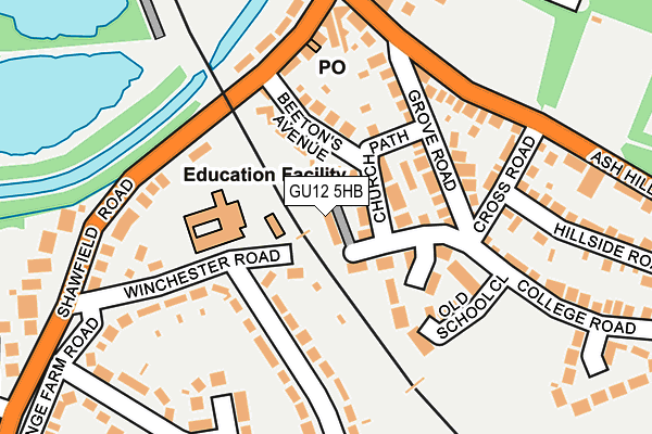 GU12 5HB map - OS OpenMap – Local (Ordnance Survey) GU12 5HB map - OS OpenMap – Local (Ordnance Survey)