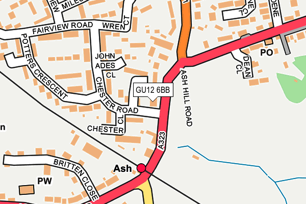 GU12 6BB map - OS OpenMap – Local (Ordnance Survey) GU12 6BB map - OS OpenMap – Local (Ordnance Survey)