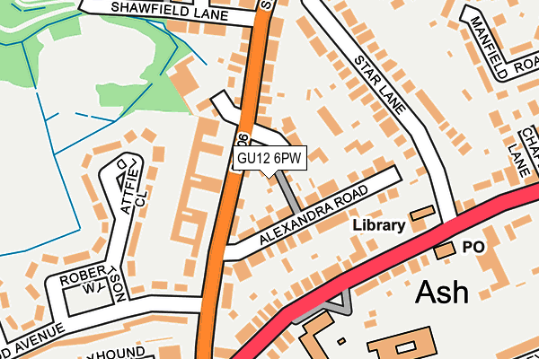 GU12 6PW map - OS OpenMap – Local (Ordnance Survey) GU12 6PW map - OS OpenMap – Local (Ordnance Survey)