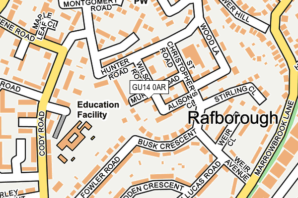 GU14 0AR map - OS OpenMap – Local (Ordnance Survey) GU14 0AR map - OS OpenMap – Local (Ordnance Survey)