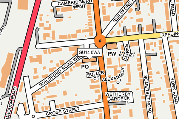 GU14 0WA map - OS OpenMap – Local (Ordnance Survey) GU14 0WA map - OS OpenMap – Local (Ordnance Survey)