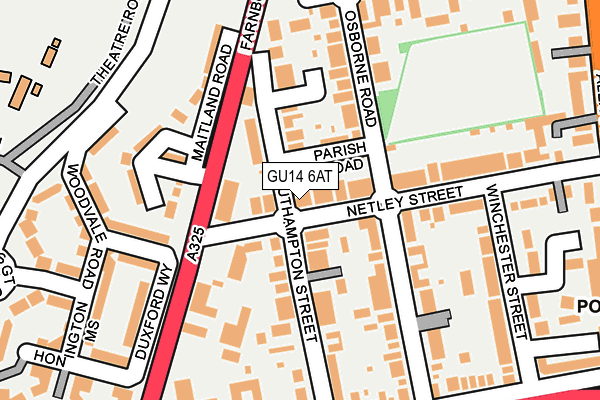 GU14 6AT map - OS OpenMap – Local (Ordnance Survey) GU14 6AT map - OS OpenMap – Local (Ordnance Survey)