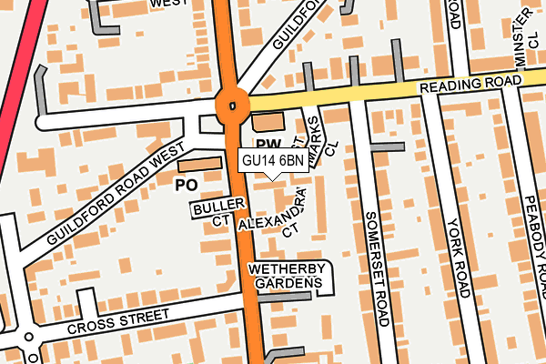 GU14 6BN map - OS OpenMap – Local (Ordnance Survey) GU14 6BN map - OS OpenMap – Local (Ordnance Survey)