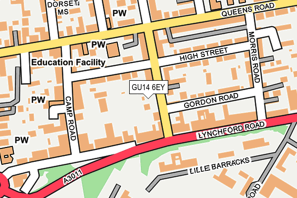 GU14 6EY map - OS OpenMap – Local (Ordnance Survey) GU14 6EY map - OS OpenMap – Local (Ordnance Survey)