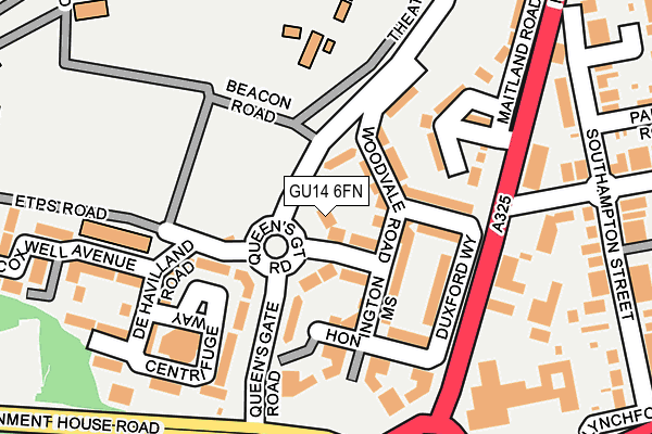 GU14 6FN map - OS OpenMap – Local (Ordnance Survey) GU14 6FN map - OS OpenMap – Local (Ordnance Survey)