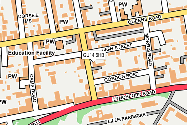 GU14 6HB map - OS OpenMap – Local (Ordnance Survey) GU14 6HB map - OS OpenMap – Local (Ordnance Survey)