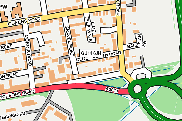 GU14 6JH map - OS OpenMap – Local (Ordnance Survey) GU14 6JH map - OS OpenMap – Local (Ordnance Survey)