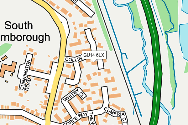 GU14 6LX map - OS OpenMap – Local (Ordnance Survey)