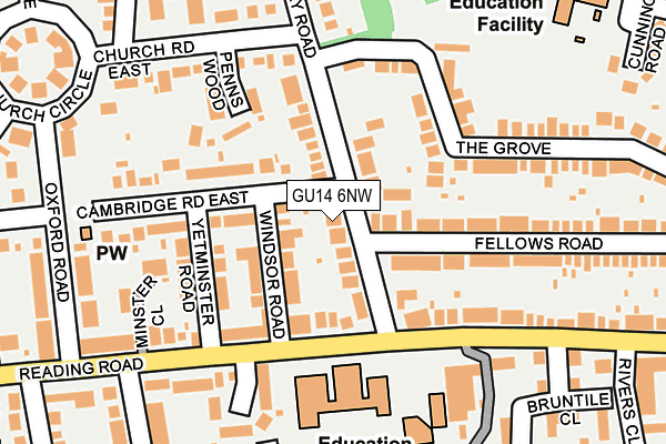 GU14 6NW map - OS OpenMap – Local (Ordnance Survey) GU14 6NW map - OS OpenMap – Local (Ordnance Survey)