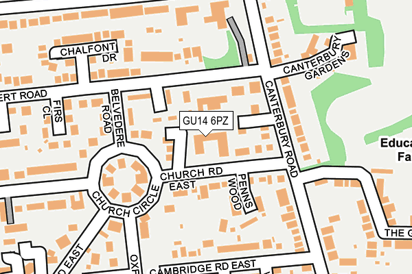 GU14 6PZ map - OS OpenMap – Local (Ordnance Survey) GU14 6PZ map - OS OpenMap – Local (Ordnance Survey)