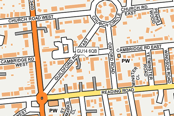 GU14 6QB map - OS OpenMap – Local (Ordnance Survey) GU14 6QB map - OS OpenMap – Local (Ordnance Survey)