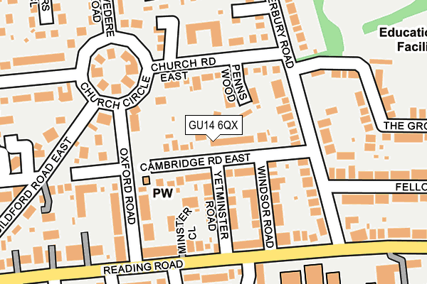 GU14 6QX map - OS OpenMap – Local (Ordnance Survey) GU14 6QX map - OS OpenMap – Local (Ordnance Survey)