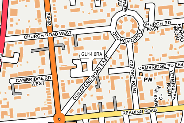 GU14 6RA map - OS OpenMap – Local (Ordnance Survey) GU14 6RA map - OS OpenMap – Local (Ordnance Survey)