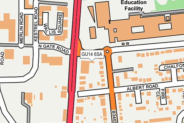 GU14 6SA map - OS OpenMap – Local (Ordnance Survey) GU14 6SA map - OS OpenMap – Local (Ordnance Survey)
