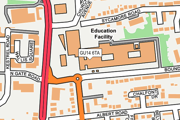 GU14 6TA map - OS OpenMap – Local (Ordnance Survey) GU14 6TA map - OS OpenMap – Local (Ordnance Survey)