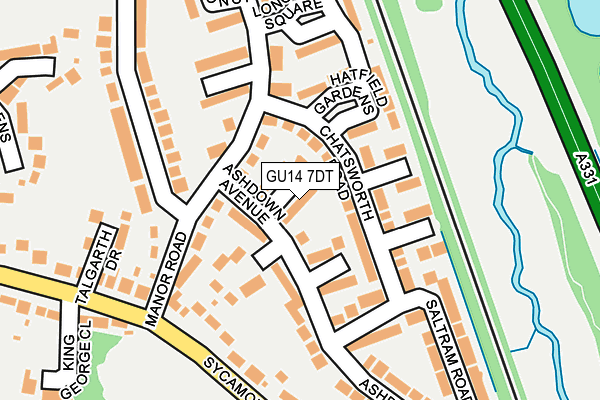 GU14 7DT map - OS OpenMap – Local (Ordnance Survey) GU14 7DT map - OS OpenMap – Local (Ordnance Survey)