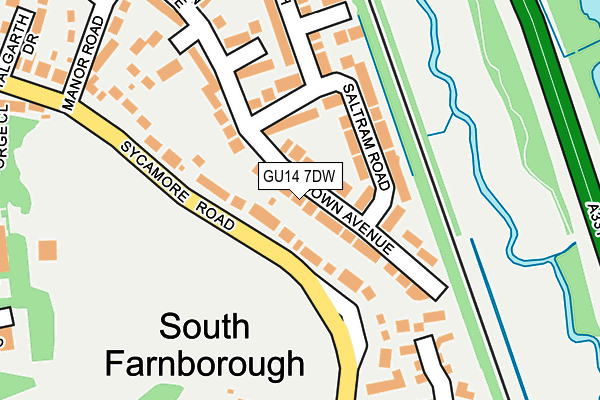 GU14 7DW map - OS OpenMap – Local (Ordnance Survey)
