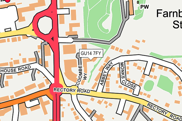 GU14 7FY map - OS OpenMap – Local (Ordnance Survey) GU14 7FY map - OS OpenMap – Local (Ordnance Survey)