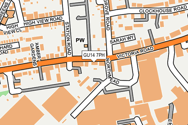 GU14 7PH map - OS OpenMap – Local (Ordnance Survey) GU14 7PH map - OS OpenMap – Local (Ordnance Survey)