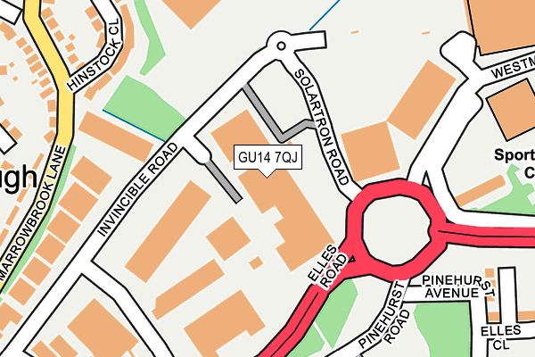 GU14 7QJ map - OS OpenMap – Local (Ordnance Survey) GU14 7QJ map - OS OpenMap – Local (Ordnance Survey)