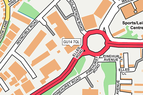 GU14 7QL map - OS OpenMap – Local (Ordnance Survey) GU14 7QL map - OS OpenMap – Local (Ordnance Survey)