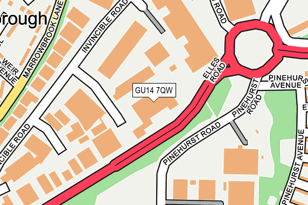 GU14 7QW map - OS OpenMap – Local (Ordnance Survey) GU14 7QW map - OS OpenMap – Local (Ordnance Survey)