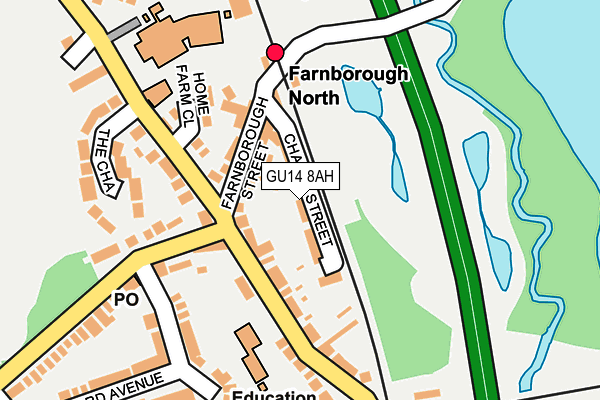 GU14 8AH map - OS OpenMap – Local (Ordnance Survey) GU14 8AH map - OS OpenMap – Local (Ordnance Survey)