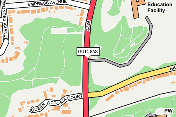 GU14 8AS map - OS OpenMap – Local (Ordnance Survey) GU14 8AS map - OS OpenMap – Local (Ordnance Survey)