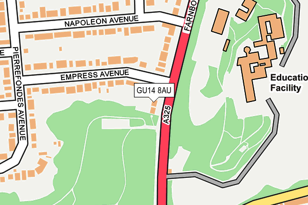 GU14 8AU map - OS OpenMap – Local (Ordnance Survey) GU14 8AU map - OS OpenMap – Local (Ordnance Survey)