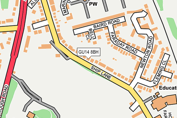 GU14 8BH map - OS OpenMap – Local (Ordnance Survey) GU14 8BH map - OS OpenMap – Local (Ordnance Survey)