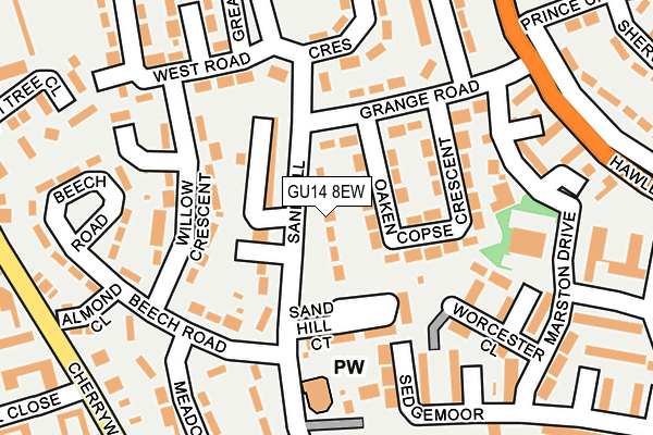 GU14 8EW map - OS OpenMap – Local (Ordnance Survey) GU14 8EW map - OS OpenMap – Local (Ordnance Survey)