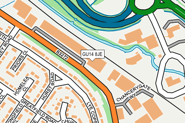 GU14 8JE map - OS OpenMap – Local (Ordnance Survey)