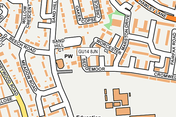 GU14 8JN map - OS OpenMap – Local (Ordnance Survey)