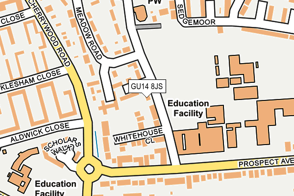 GU14 8JS map - OS OpenMap – Local (Ordnance Survey) GU14 8JS map - OS OpenMap – Local (Ordnance Survey)