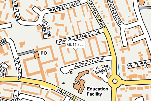 GU14 8LL map - OS OpenMap – Local (Ordnance Survey) GU14 8LL map - OS OpenMap – Local (Ordnance Survey)