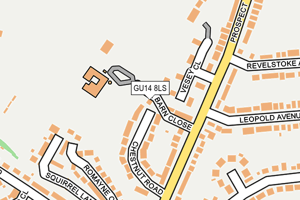GU14 8LS map - OS OpenMap – Local (Ordnance Survey) GU14 8LS map - OS OpenMap – Local (Ordnance Survey)