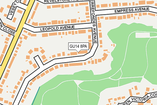 GU14 8PA map - OS OpenMap – Local (Ordnance Survey) GU14 8PA map - OS OpenMap – Local (Ordnance Survey)
