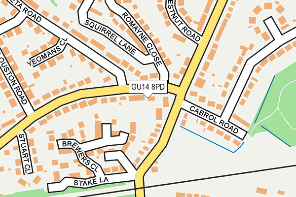 GU14 8PD map - OS OpenMap – Local (Ordnance Survey) GU14 8PD map - OS OpenMap – Local (Ordnance Survey)