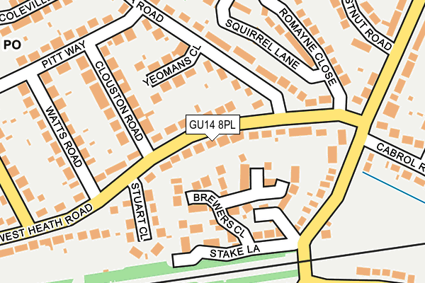 GU14 8PL map - OS OpenMap – Local (Ordnance Survey) GU14 8PL map - OS OpenMap – Local (Ordnance Survey)