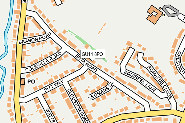 GU14 8PQ map - OS OpenMap – Local (Ordnance Survey) GU14 8PQ map - OS OpenMap – Local (Ordnance Survey)