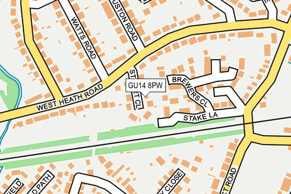 GU14 8PW map - OS OpenMap – Local (Ordnance Survey) GU14 8PW map - OS OpenMap – Local (Ordnance Survey)