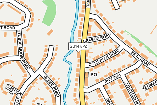 GU14 8PZ map - OS OpenMap – Local (Ordnance Survey) GU14 8PZ map - OS OpenMap – Local (Ordnance Survey)