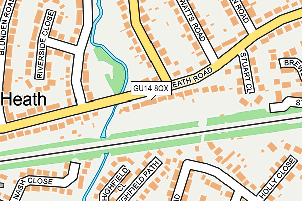 GU14 8QX map - OS OpenMap – Local (Ordnance Survey) GU14 8QX map - OS OpenMap – Local (Ordnance Survey)