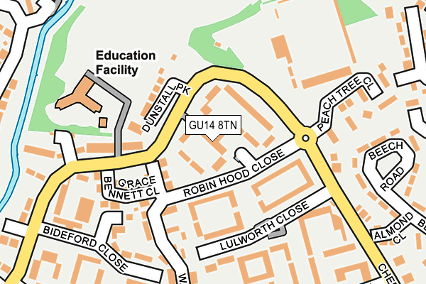 GU14 8TN map - OS OpenMap – Local (Ordnance Survey) GU14 8TN map - OS OpenMap – Local (Ordnance Survey)