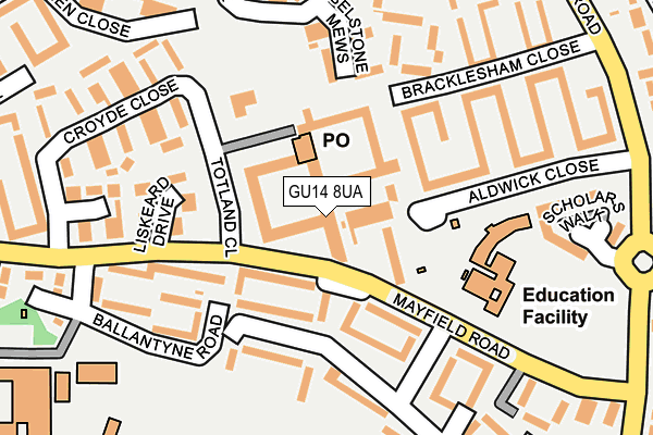 GU14 8UA map - OS OpenMap – Local (Ordnance Survey) GU14 8UA map - OS OpenMap – Local (Ordnance Survey)