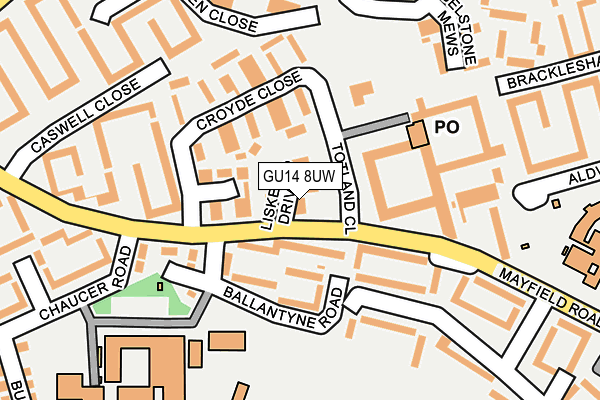 GU14 8UW map - OS OpenMap – Local (Ordnance Survey) GU14 8UW map - OS OpenMap – Local (Ordnance Survey)