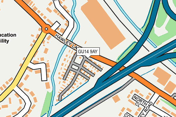 GU14 9AY map - OS OpenMap – Local (Ordnance Survey) GU14 9AY map - OS OpenMap – Local (Ordnance Survey)