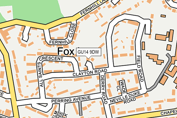 GU14 9DW map - OS OpenMap – Local (Ordnance Survey) GU14 9DW map - OS OpenMap – Local (Ordnance Survey)