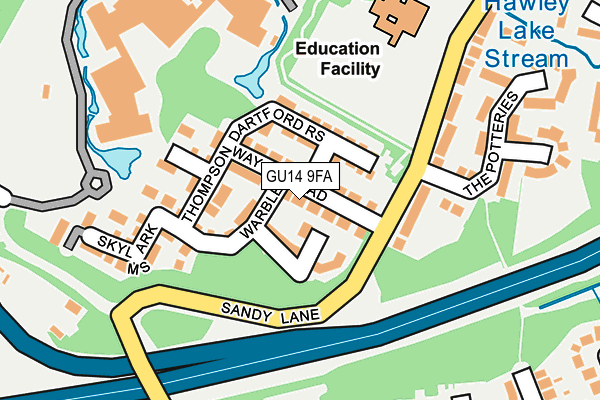 GU14 9FA map - OS OpenMap – Local (Ordnance Survey) GU14 9FA map - OS OpenMap – Local (Ordnance Survey)