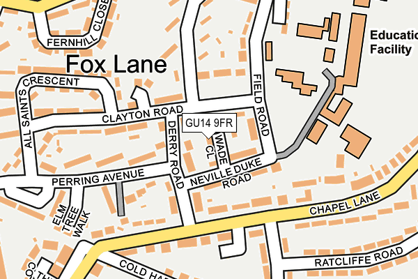 GU14 9FR map - OS OpenMap – Local (Ordnance Survey) GU14 9FR map - OS OpenMap – Local (Ordnance Survey)